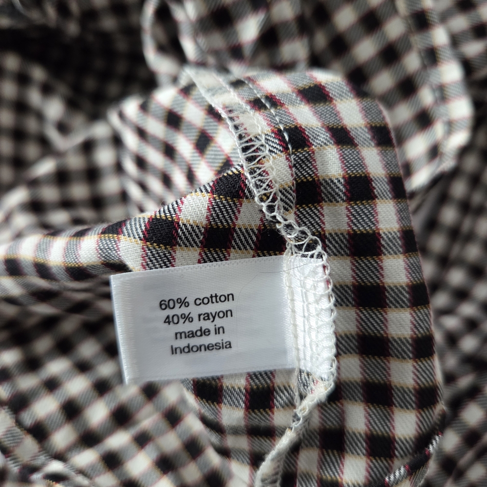 Lane Bryant Size 24 NWT Black Red And White Gingham Plaid Ruffled Button Up - Picture 8 of 9